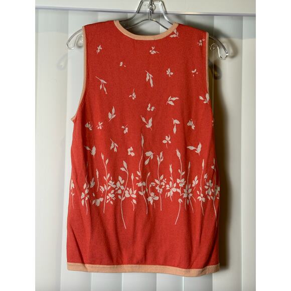Nordstrom Coral Pink Floral Sweater Tank‎ Sleeveless Sweater Knit Set EUC - Picture 3 of 16